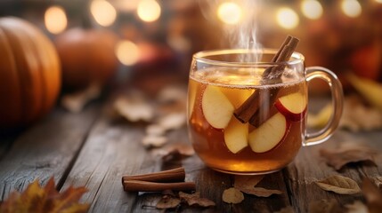 Warm Apple Cider with Cinnamon Sticks