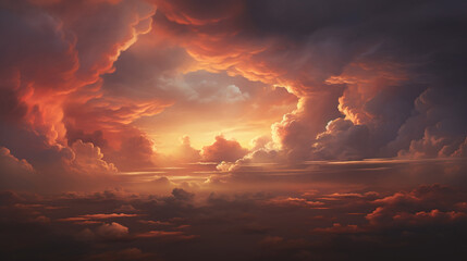 Fototapeta premium sunset sky with orange and pink clouds