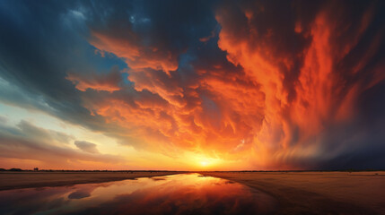 sunset sky with orange and pink clouds