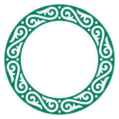 Vector circular frame with decorative, intricate pattern of swirling lines and shapes. Isolated on white background