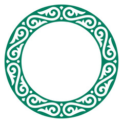 Vector circular frame with decorative, intricate pattern of swirling lines and shapes. Isolated on white background