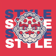 Hand Drawn Foo Dog Illustration Stock Vector	
