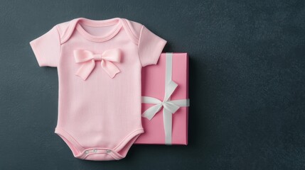 Sweet Custom Embroidered Baby Onesie in Adorable Gift Packaging - 3D Illustration with Copy Space for Text