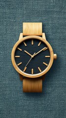 Custom Engraved Wooden Watch - Eco-Friendly Gift with Personalized Name, 3D Illustration, Copy Space for Text