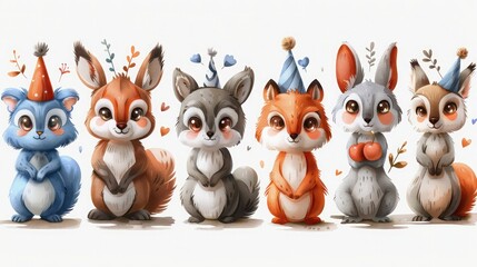 Fun Animal Stickers for Birthday Parties - Vector Set