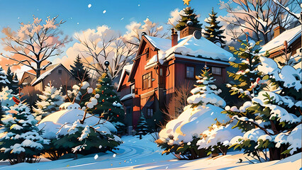 Christmas background snow winter december holiday family time lights