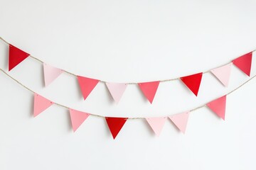 Obraz premium Red and Pink Triangle Garland for Valentines Day