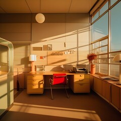 Cozy Office with Warm Sunset Light