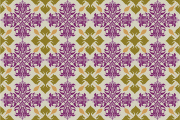 European tribal ethnic fabric pattern Damask ikat, seamless geometric pattern, vector illustration, wallpaper design, scarf