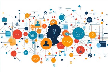 Obraz premium Management strategy, statistic of business and communication network concept