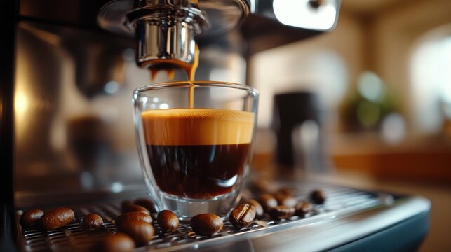 Espresso Coffee Being Brewed
