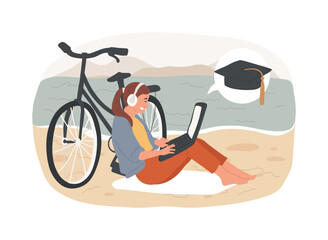 Study everywhere isolated cartoon vector illustrations.