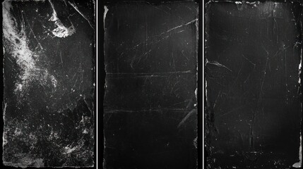 Empty old vintage black scratch torn poster set overlay texture background 