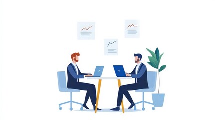 Collaborative Financial Planners Analyzing Market Trends in an Innovative Workspace Environment