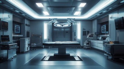 Modern operating room standing ready for surgery