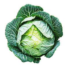 Obraz premium Fresh green cabbage isolated on white background for healthy eating, organic produce or vegetarian diet concept, Cutout, Isolated on White Background