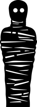 recommend clip art: Stylized Mummy Figure in Black and White Design