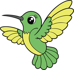 Obraz premium Green Cute Hummingbird Illustration