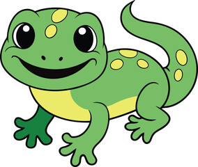 Fototapeta premium Green Cute Salamander Illustration