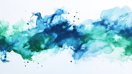 Watercolor splash in blue and green hues