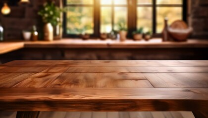 Fototapeta premium Rustic wood table with a smooth finish.