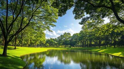 Serene Pond and Lush Greenery