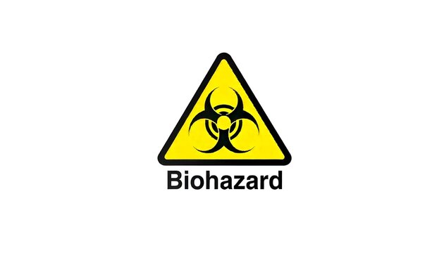 Yellow and black biohazard sign on a white background