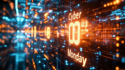 Cyber monday countdown appearing on digital display