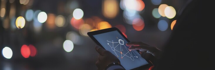 The Internet of Things IoT, digital marketing, e-commerce, global business concept. Man using mobile phone and laptop computer connected to the internet.