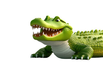 Fototapeta premium A friendly cartoon crocodile with a big grin, perfect for children's illustrations and playful designs.