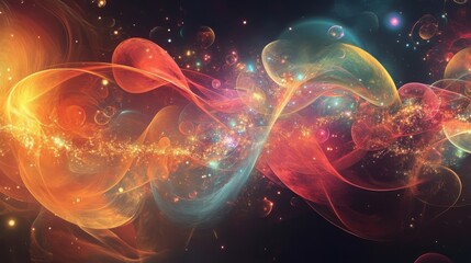 Fototapeta premium An abstract representation of quantum mechanics, with particles, waves, and probabilities.