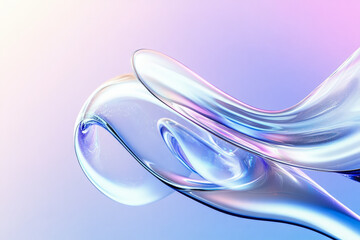Elegant, flowing transparent strands of liquid in blue and pink hues forming an abstract smooth and fluid pattern.