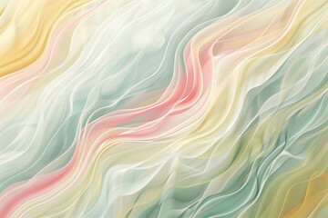Fototapeta premium Soft pastel abstract waves with flowing light gradients in yellow and pink.