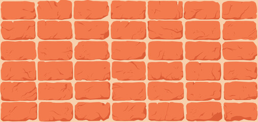 Obraz premium Brick wall seamless pattern. Vector illustration. Red color. Cartoon design. Flat style. Minimalism. Wall texture background. Stone blocks. Realistic. Eps10.