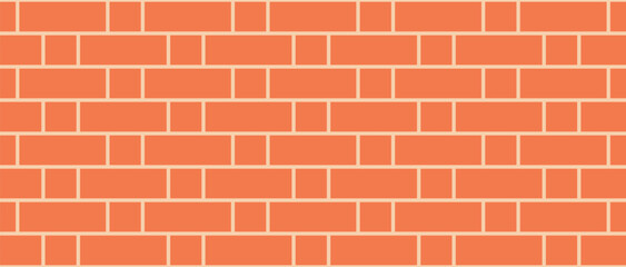 Brick wall seamless pattern. Vector illustration. Red color. Cartoon design. Flat style. Minimalism. Wall texture background. Stone blocks. Realistic. Eps10.