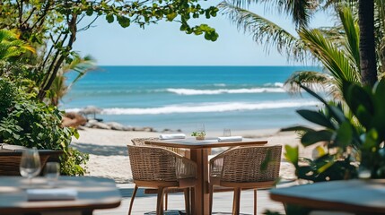 Beachfront Resort with Dining Area Offering Captivating Ocean Vistas