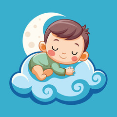 A Cute Baby Sleeping On Cloud Pillow Cartoon vector Icon Illustration clipart design