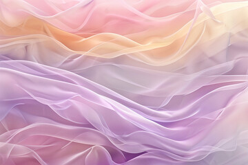 Obraz premium Flowing abstract waves in pastel pink, purple, and yellow hues.
