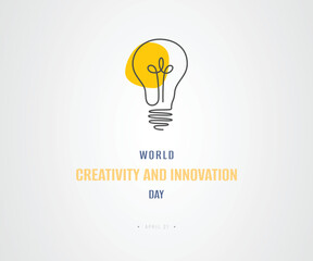 Vector illustration of a head with a bulb and cog, as a banner, poster or template on world creativity and innovation day.