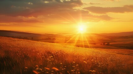 Obraz premium Sunsets in the countryside offer a rustic charm.