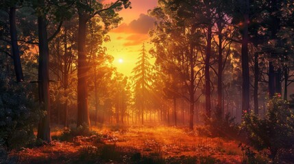 Sunsets in the forest have a magical and enchanting quality.