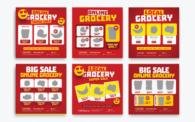 Shop promotion catalog social media post set template, product catalog sale promotion web banner social media, catalog square flyer