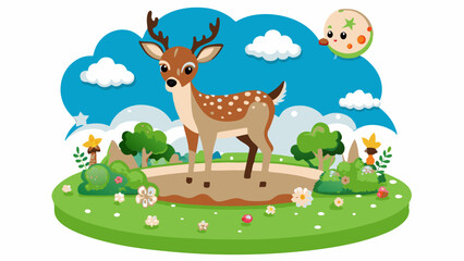 Majestic Deer Grazing Under a Serene Sky  Vector Illustrations Masterpiece