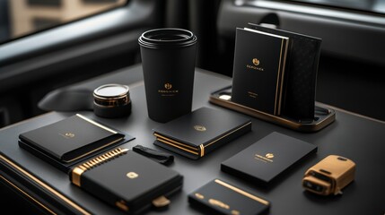 Luxury corporate branding mockup with gold foil accents
