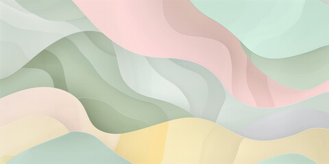 Fototapeta premium Flowing pastel abstract waves with soft pink, beige, and green hues.