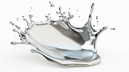 silver droplet with splashed on a white background