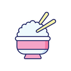 Rice Bowl vector icon stock illustration