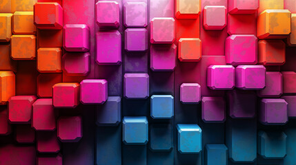 A colorful background of blocks with a pink square in the middle