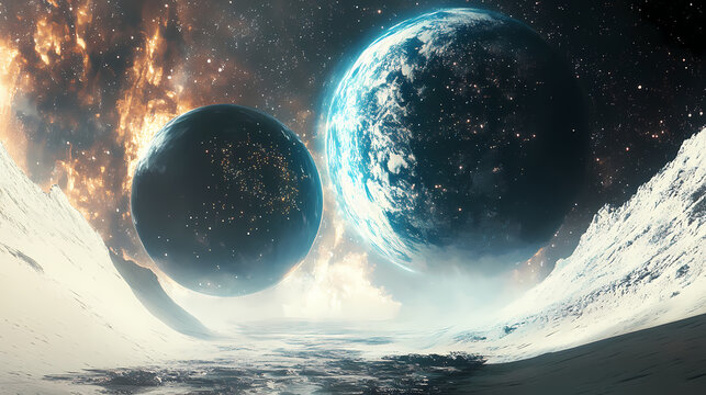 Discovery between two parallel universes through a dynamic side view. Parallel Universe. Illustration