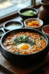 Cheonggukjang: A fermented soybean stew known for its strong smell and hearty flavor, often eaten with rice and side dishes.